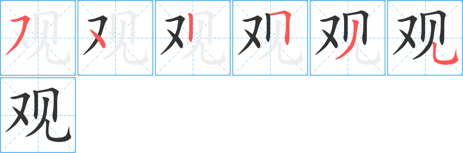 觀的筆順?lè)植窖菔?>
					
                    <hr />
                    <h2>觀的基本信息</h2>
                    <div   id=